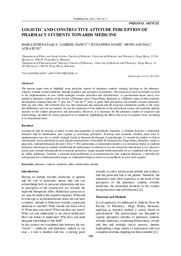 (PDF) Logistic and Constructive Attitude Perception of Pharmacy ...