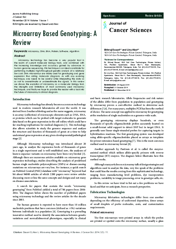 (PDF) Microarray Based Genotyping: A Review