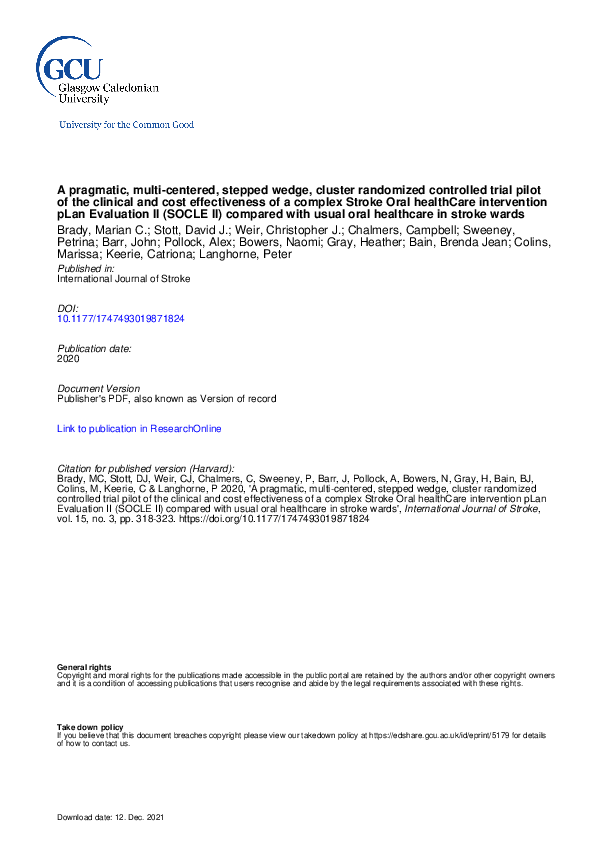 (PDF) A pragmatic, multi-centred, stepped wedge, cluster randomised ...