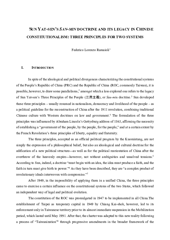 (PDF) Sun Yat-sen's San Min Doctrine and its legacy in Chinese ...