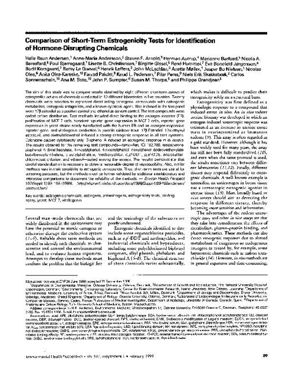 (PDF) Comparison of shor-term estrogenicity tests for identification of ...