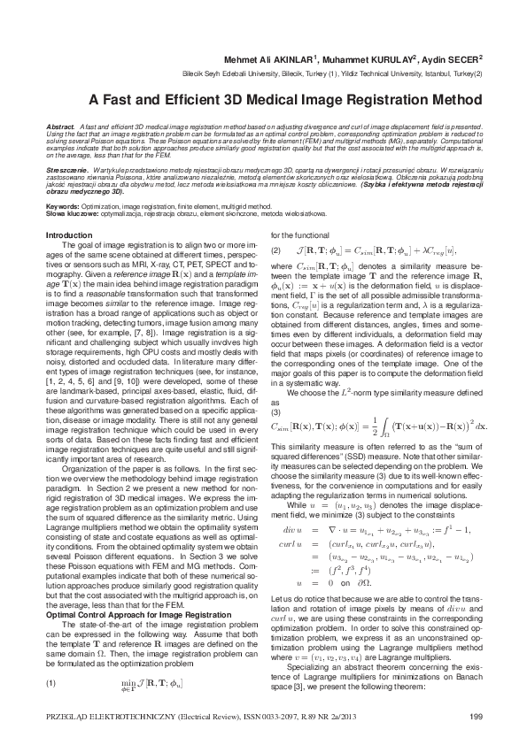 (PDF) A Fast and Efficient 3D Medical Image Registration Method