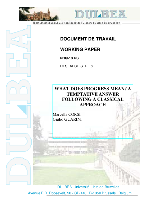 (PDF) What Does Progress Mean? A Temptative Answer Following a ...
