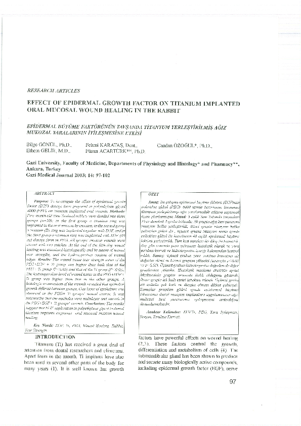 (PDF) Effect of Epidermal Growth Factor on Titanium Implanted Oral ...