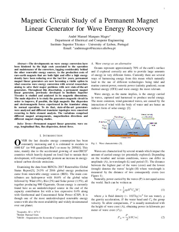 (PDF) Magnetic Circuit Study of a Permanent Magnet Linear Generator for ...