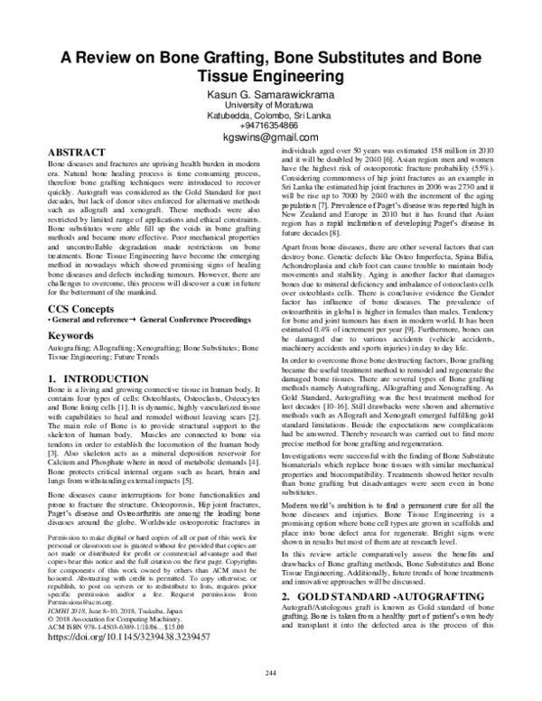 (PDF) A Review on Bone Grafting, Bone Substitutes and Bone Tissue ...