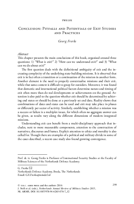 (PDF) Conclusion: Pitfalls and Potentials of Exit Studies and Practices