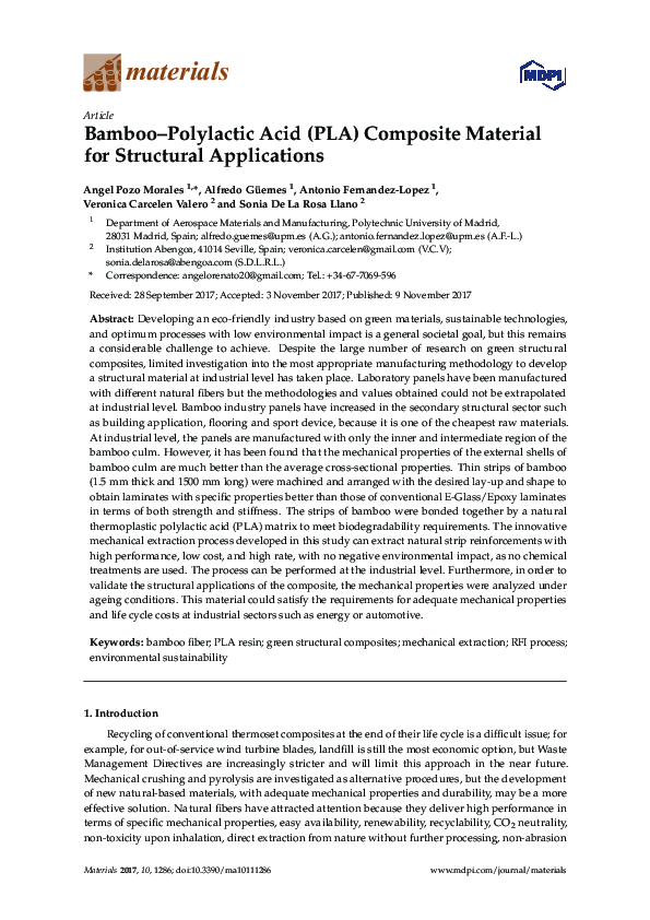 (PDF) Bamboo-Polylactic Acid (PLA) Composite Material for Structural ...