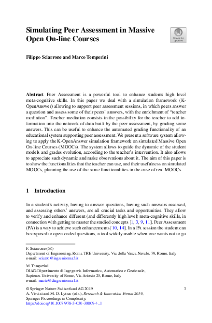 (PDF) Simulating Peer Assessment in Massive Open On-line Courses