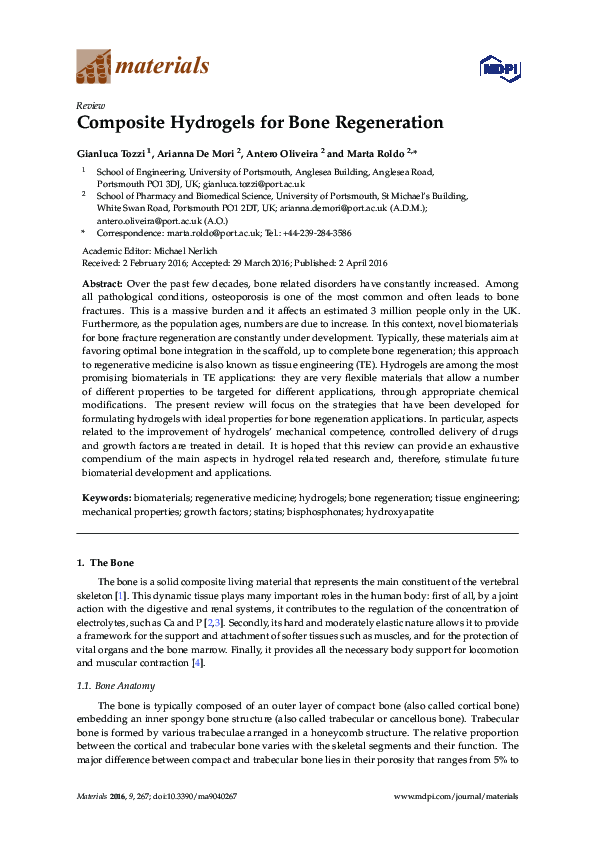 (PDF) Composite Hydrogels for Bone Regeneration