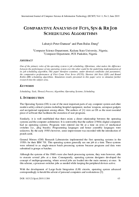 (PDF) Comparative Analysis of FCFS, SJN RR Job Scheduling Algorithms