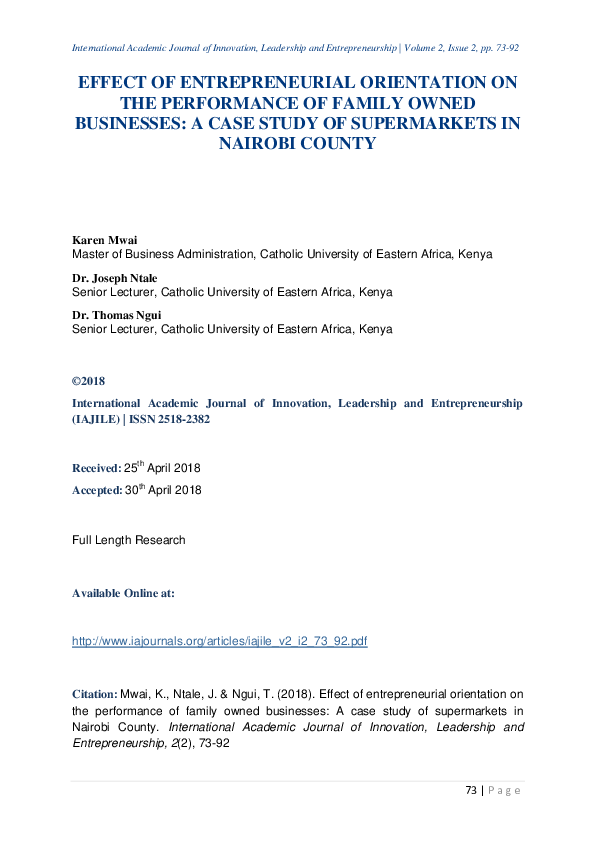 (PDF) Effect of Entrepreneurial Orientation on the Performance of ...