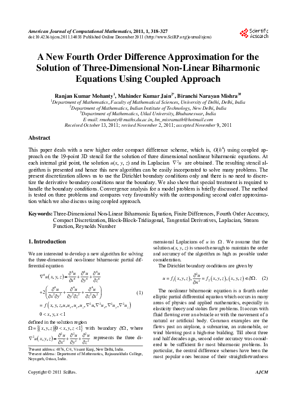 (PDF) A New Fourth Order Difference Approximation for the Solution of ...