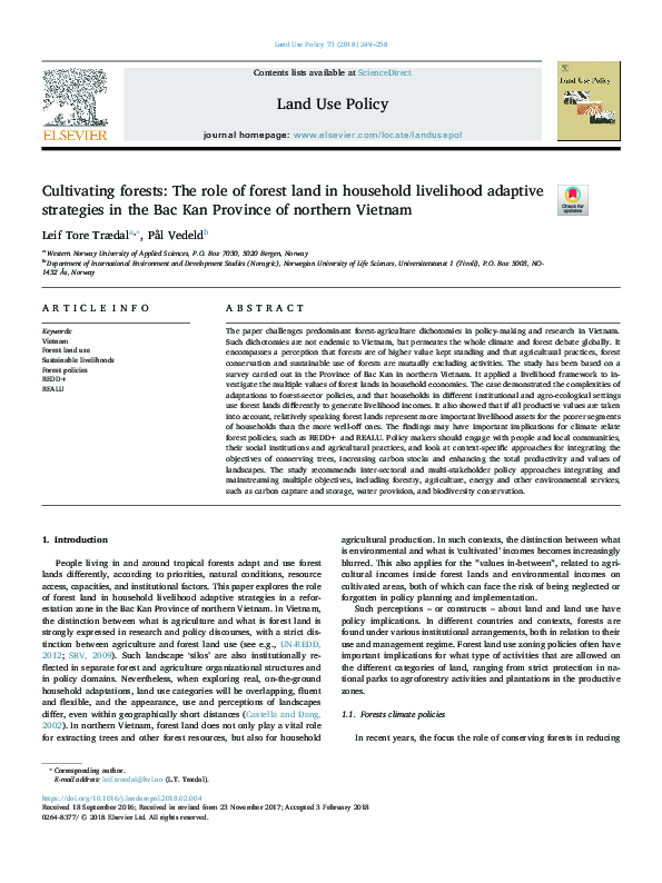 (PDF) Cultivating forests: The role of forest land in household ...