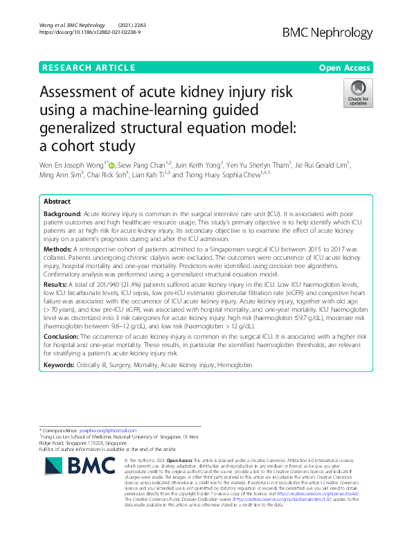 (PDF) Assessment of acute kidney injury risk using a machine-learning ...