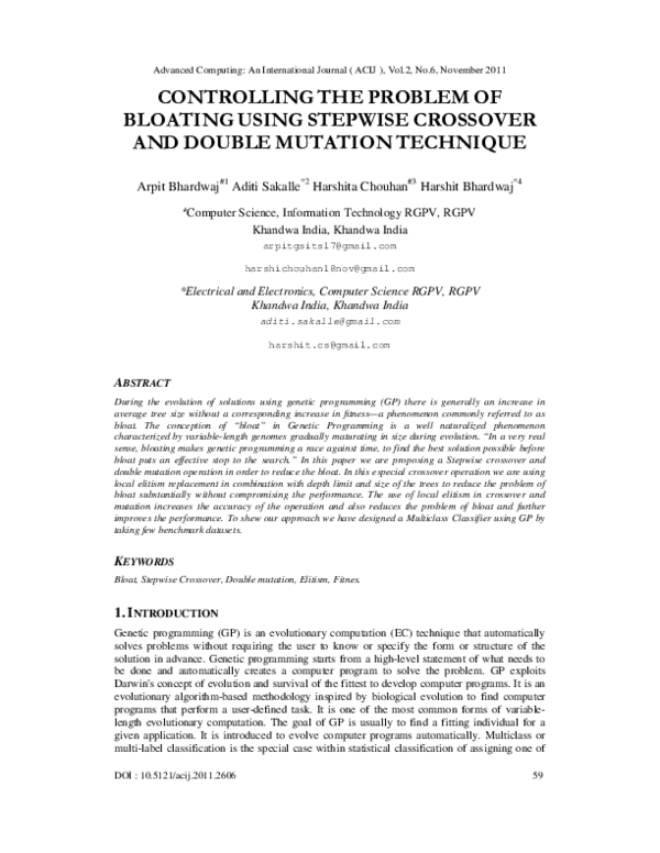 (PDF) Controlling The Problem Of Bloating Using Stepwise Crossover And ...