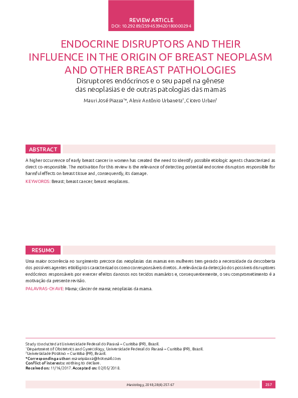 (PDF) Endocrine disruptors and their influence in the origin of breast ...