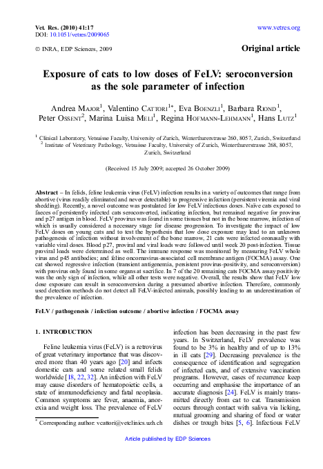 Curated visual reference: Fresh Look at Pdf Exposure Of Cats To Low Doses Of Felv Seroconversion