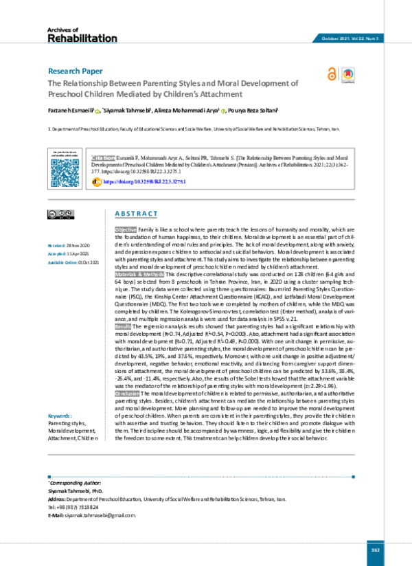 (PDF) The Relationship Between Parenting Styles and Moral Development ...