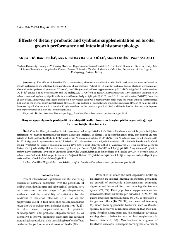 (PDF) Effects of dietary probiotic and synbiotic supplementation on ...