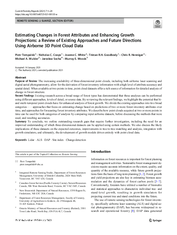 (PDF) Estimating Changes in Forest Attributes and Enhancing Growth ...