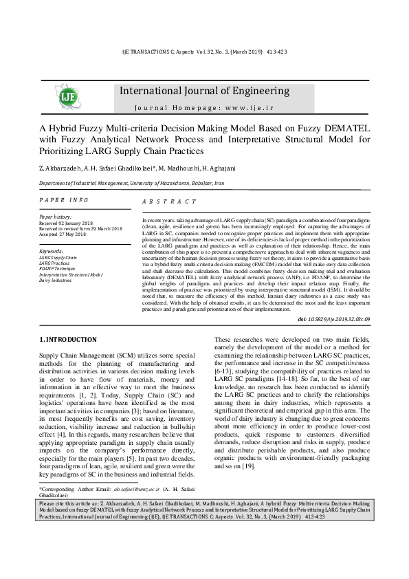 (PDF) A Hybrid Fuzzy Multi-criteria Decision Making Model Based on ...