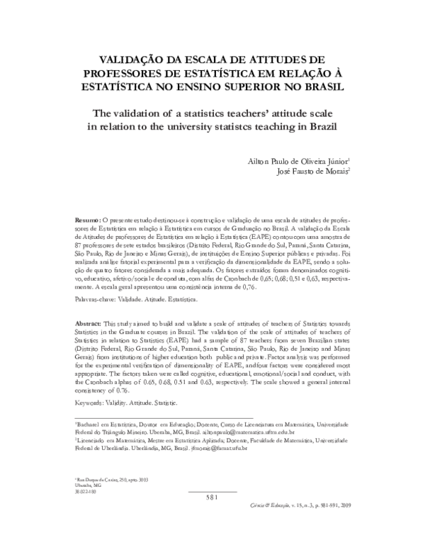 (PDF) The Validation of a Statistics Teachers' Attitude Scale In ...