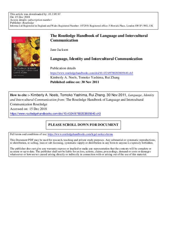 (PDF) The Routledge Handbook of Language and Intercultural ...