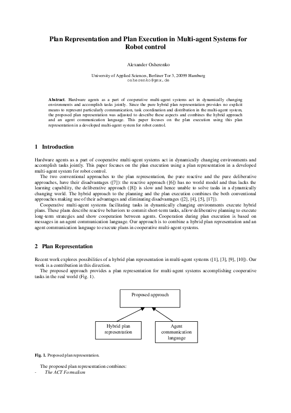 (PDF) Plan Representation and Plan Execution in Multi-agent Systems for ...