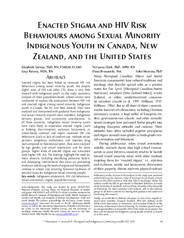 (PDF) Enacted Stigma and HIV Risk Behaviours among Sexual Minority ...