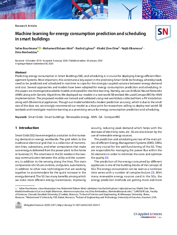 (PDF) Machine learning for energy consumption prediction and scheduling ...
