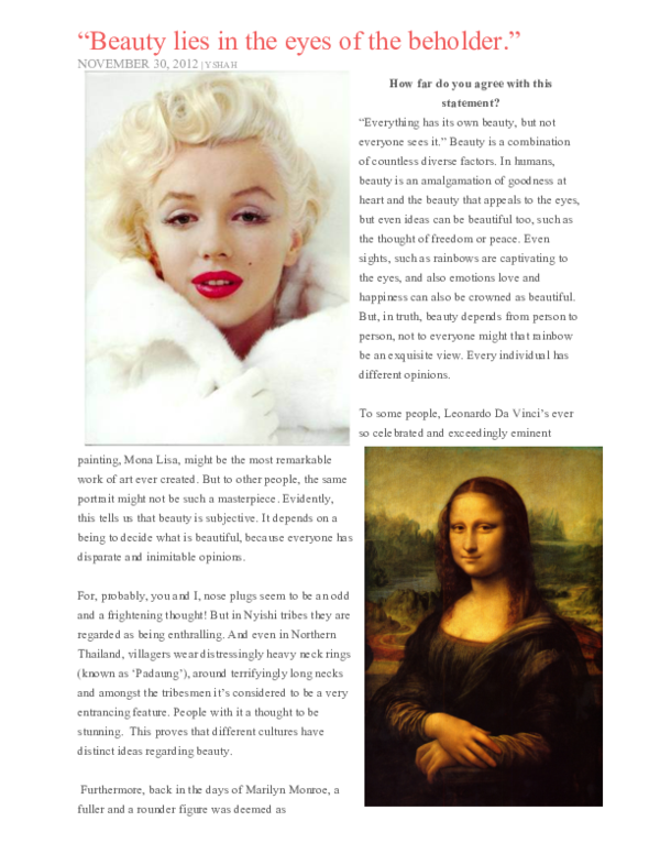 PDF) Beauty lies in the eyes of the beholder