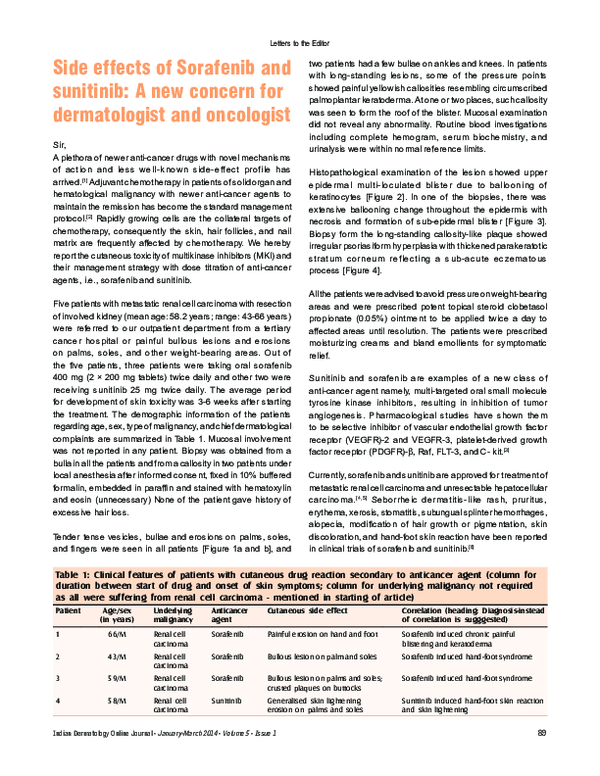 (PDF) Side effects of Sorafenib and sunitinib: A new concern for ...