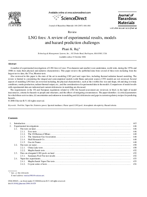 (PDF) LNG fires: A review of experimental results, models and hazard ...