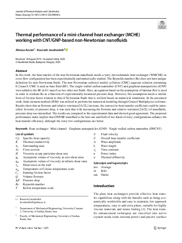 (PDF) Thermal performance of a mini-channel heat exchanger (MCHE ...