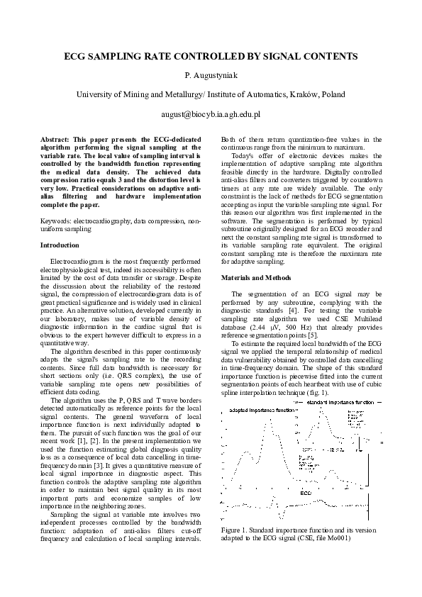 (PDF) ECG Sampling rate controlled by signal contents