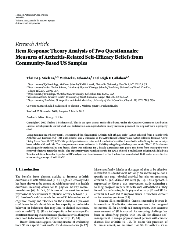 (PDF) Item Response Theory Analysis of Two Questionnaire Measures of ...