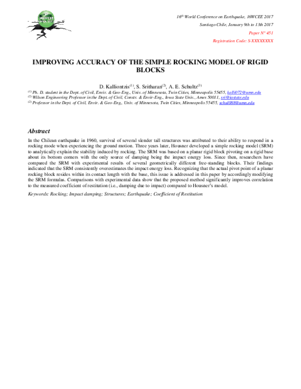 (PDF) Improving Accuracy of the Simple Rocking Model of Rigid Blocks ...