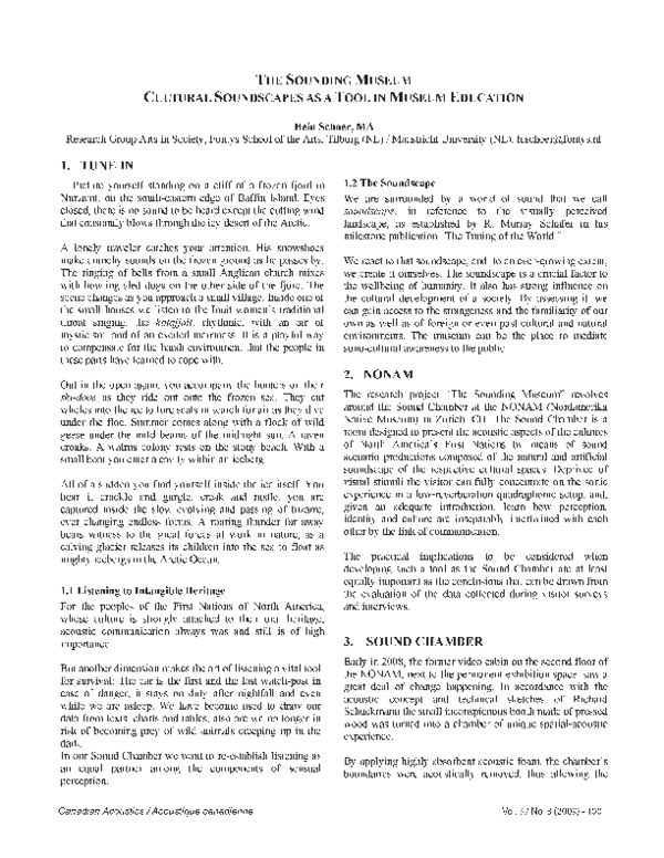(PDF) The sounding museum cultural soundscapes as a tool in museum ...