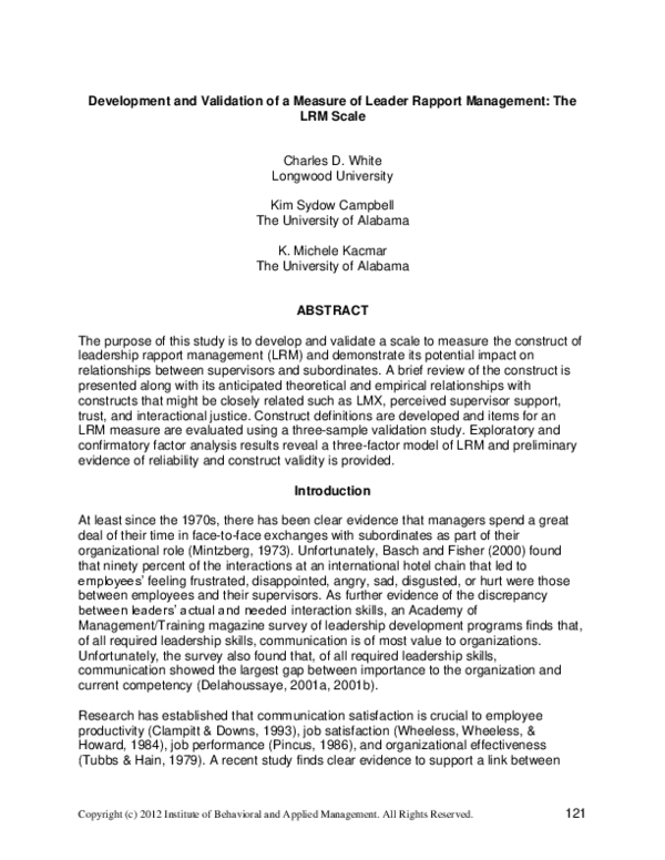 (PDF) Development and Validation of a Measure of Leader Rapport ...