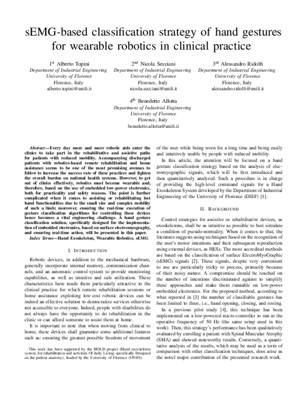 (PDF) sEMG-Based Classification Strategy of Hand Gestures for Wearable ...