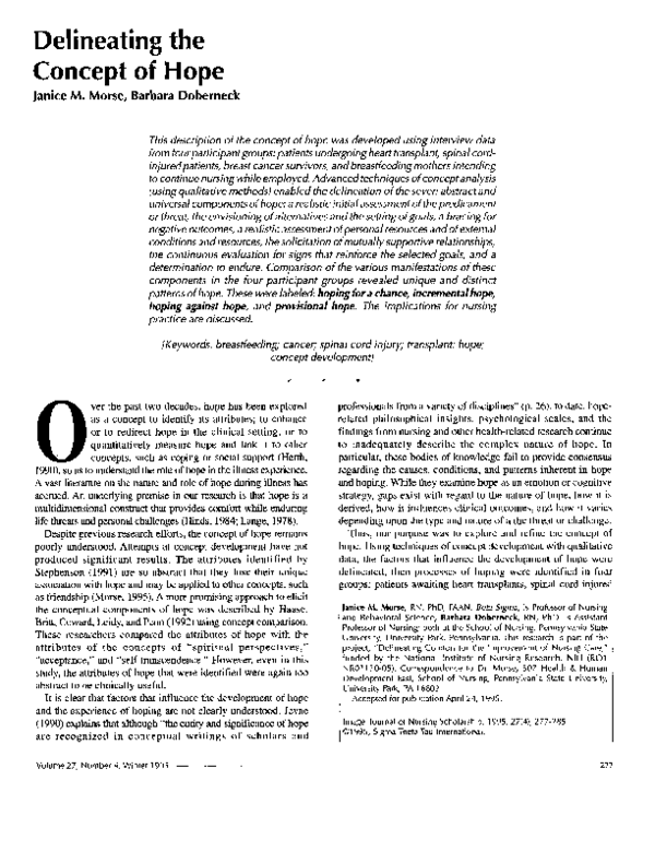 (PDF) Delineating the Concept of Hope