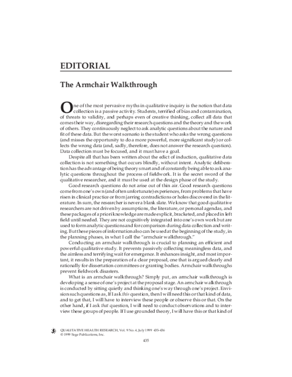 (PDF) The Armchair Walkthrough Janice Morse Academia.edu