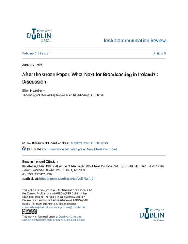 (PDF) After the Green Paper: What Next for Broadcasting in Ireland ...