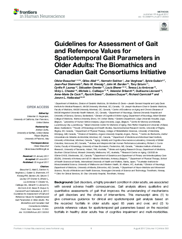 (PDF) Guidelines for Assessment of Gait and Reference Values for ...