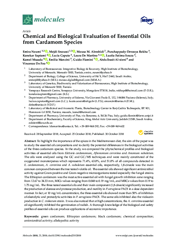 (PDF) Chemical and Biological Evaluation of Essential Oils from ...