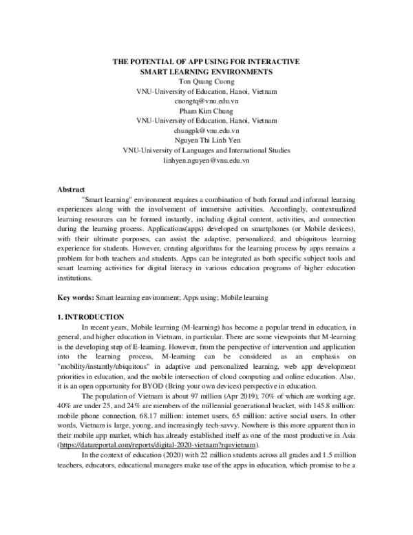(PDF) The Potential of App Using for Interactive Smart Learning ...