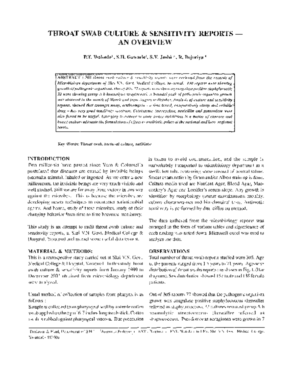 (PDF) Throat swab culture & sensitivity reports — an overview SAMIR