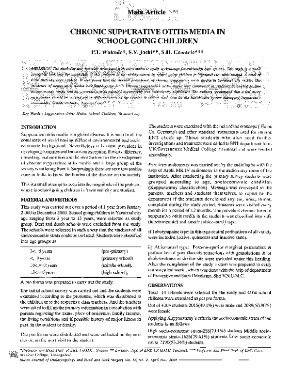 (PDF) Chronic suppurative otitis media in school going children