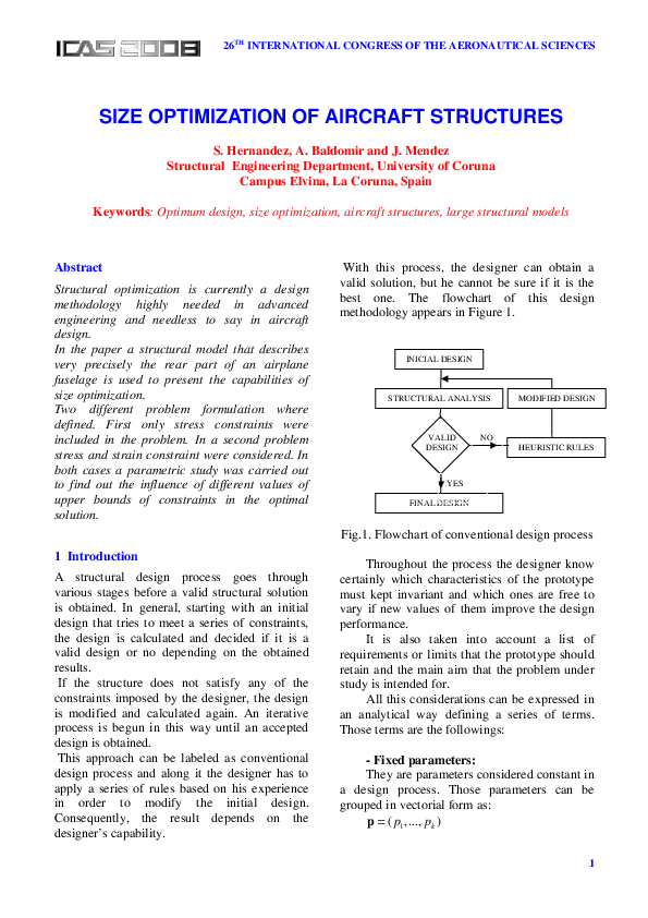 (PDF) Size Optimization of Aircraft Structures